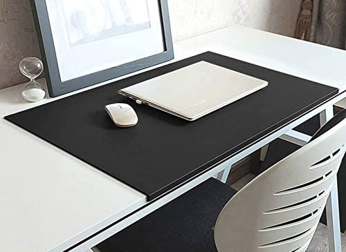 Wangle Schreibtischunterlage aus Faux Leder,mit Kantenschutz,Schreibunterlage Groß Mauspad Tischunterlage für Büro und Zuhause,Wasserdichte und Rutschfeste,Dick 2mm,Schwarz,80X40cm
