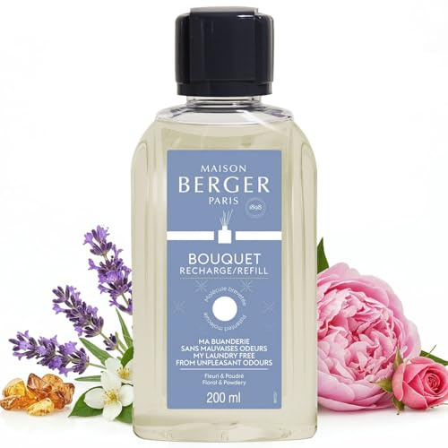 MAISON BERGER Nachfüllung Bouquet Meine Waschküche ohne unangenehme Gerüche | Nachfüllung Meine Waschküche ohne unangenehme Gerüche 200 ml für Duftbouquet, kontinuierliche Diffusion ca. 4 Wochen