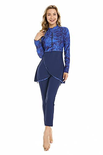 Lange Ärmel Full Cover Badeanzug Muslimische Bademode Islamischer Burkini Hijab Modest Badeanzug(XXL,J2)