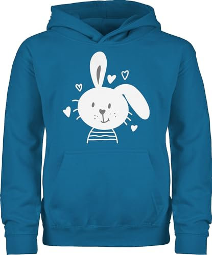 Shirtracer Kinder Hoodie Jungen Mädchen - Ostergeschenke Ostern - Hasen Schlappohr - Osterhase - 152 (12/13 Jahre) - Himmelblau - kleinigkeiten fürs osternest osterartikel hasenmotiv Pullover Kind