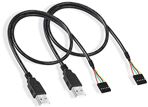 PNGKNYOCN Cable adaptador de placa base de 5 pines a USB, paquete de 2 cables USB 2.0 tipo A macho a Dupont de 5 pines hembra (50 cm)