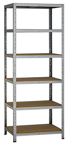 Dysell Schwerlast-Regal 200x70x60 (6HB/146) - Verzinkt - 6 extrastarke HDF-Böden - 876kg Tragkraft - Steckregal für Lager, Garage, Keller, Werkstatt