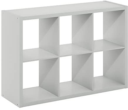 Furinno Cubicle - Organizer decorativo a forma di cubo, 6 cubi, grigio chiaro