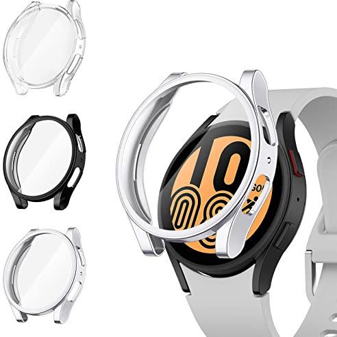 Vancle 3-Stück Schutzhülle Kompatibel mit Samsung Galaxy Watch 5/Galaxy Watch 4 40mm 44mm Schutzfolie, TPU Ultradünner Vollschutz Gehäuse Schutz Hülle für Galaxy Watch 5 4 (44mm)