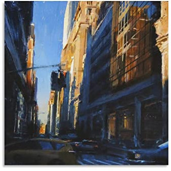 Ben Aronson Is An American Artist《West Side, Afternoon, 2018》 Ölgemälde Poster Bild Druck Wandkunst Poster Gemälde Leinwand Poster Kunstwerke Raumästhetik 30 x 30 cm