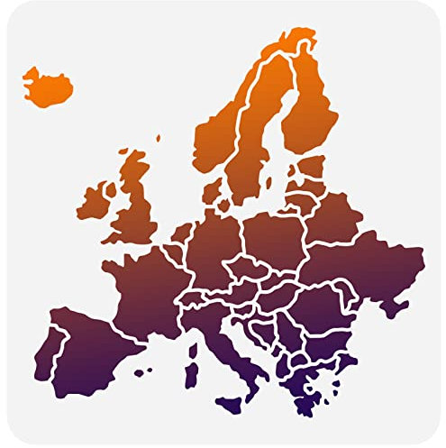 FINGERINSPIRE Europa Kartenschablone 30x30cm Ausgehöhlt Großbritannien Deutschland Frankreich Italien Spanien Kartenschablone, Europa Reise Ortskarten Bastelschablone Für Fotoalbum, Mauer, Papier