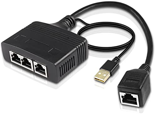XMSJSIY Répartiteur Ethernet 1 à 3 commutateur ethernet Internet RJ45 à 3 répartiteur réseau Adaptateur convertisseur 100Mbps Haute Vitesse LAN répartiteur pour cat5/5e/6/7/8 (1 Femelle à 3 Femelle)