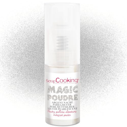 ScrapCooking - Spray Paillettes Argent Alimentaire - Magic Poudre 7 g - Poudre Pailletée Argentée - Faites Briller vos Pâtisseries, Biscuits, Macarons, Pâtes à Sucre, Cupcakes, Gâteaux, Bûches - 4296