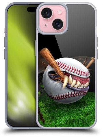 Head Case Designs Offizielle Tom Wood Baseball Monster Soft Gel Handyhülle Hülle kompatibel mit Apple iPhone 15