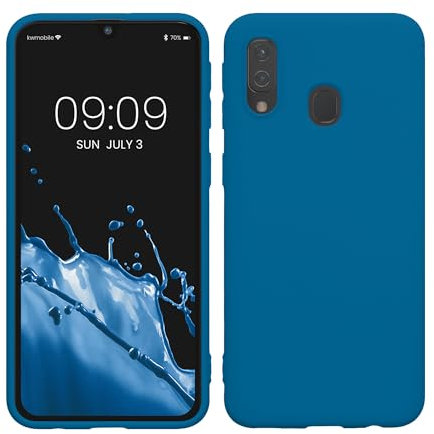 kwmobile Hülle kompatibel mit Samsung Galaxy A40 Hülle - weiches TPU Silikon Case - Cover geeignet für kabelloses Laden - Karibikblau
