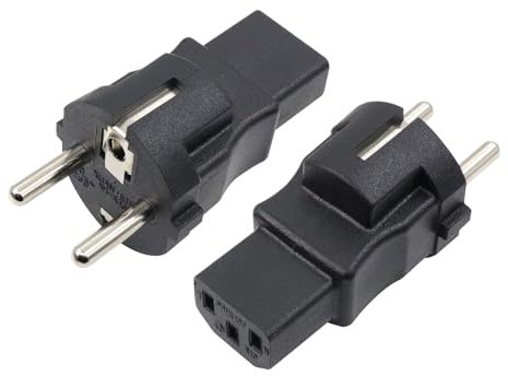RIIEYOCA Adaptador de Enchufe Schuko a IEC C13, Adaptador de Enchufe IEC320 C13 a Enchufe Europeo CEE 7/7 para portátiles o Dispositivos con Cable C13 - Negro (Pack de 2)