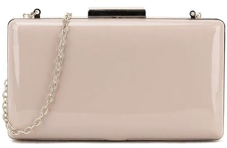UShopUK Pochette rigida in pelle verniciata tinta unita per matrimonio, ballo di fine anno, festa, borsa a mano, Nude, medium
