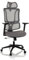 MyBuero Drehstuhl ergonomisch ERGOMY Bürostuhl mit Verstellbarer Lordosenstütze, Kopfstütze, Armlehnen, Netz-Rückenlehne, Stoff Grau