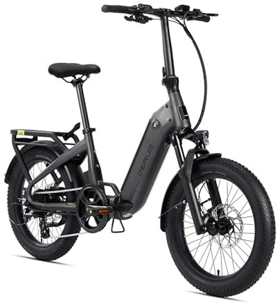 DERUIZ E-Bike Klapprad,20 Zoll E-Faltrad Elektrofahrrad,3 Fettreifen, 250W Hecknabenmotor 55N.m, 48V/500Wh Akku, Hydraulische Bremsen, Shimano 8-Gang, Max.Reichweite bis 120Km