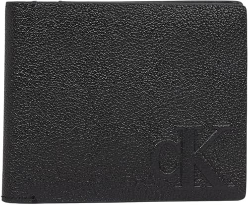 Calvin Klein Herren Geldbeutel Logo Emboss Bifold aus Leder, Schwarz (Black), Einheitsgröße