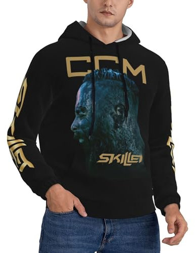 Śkillet%rock band Men's hoodie Classcal 3D print Hoodies Mens Pullover Hoodie Sweatshirt with Thermal Fleece Plush Lining for hiking travel,Large