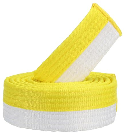 PATIKIL Taekwondo Farbiger Ranggürtel 1,6 x5,2 Ft 1,6 M Gürtel Weiß-Gelb | Kampfsport Judo Karate, Polyester, für Unterricht Praxis