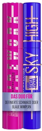 Bundle of Maybelline New York Schwarze Lash Sensational Firework Mascara, Very Black, 10 ml + Maybelline New York Wimperntusche, Lash Sensational Sky High Mascara, Blau, 7.2 ml