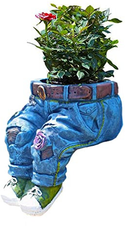 Yeory Harz Blumentopf Denim Jeans Gartenpflanztöpfe Dekorative Pflanzer für Innenräume im Freien Rasendekorationsplanter im Freien