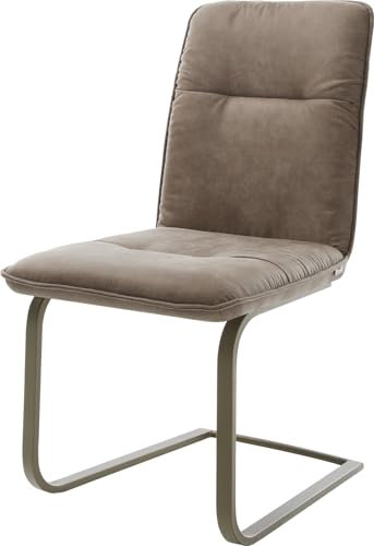 DELIFE Schwingstuhl Vinjo-Flex Freischwinger flach Effektfinish Titan Mikrofaser Taupe Vintage
