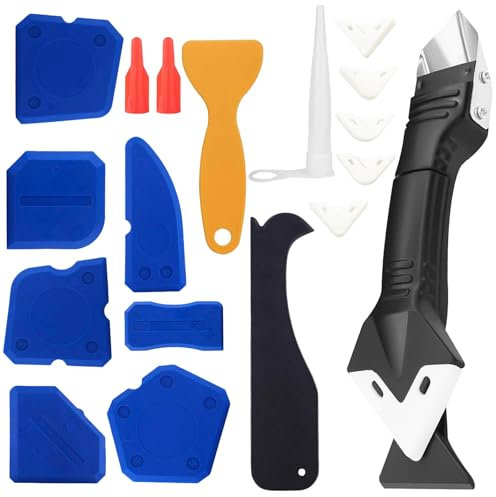 3 in 1 Silicone Removal Tool Set - Caulking and Sealant Scraper for Bathroom and Kitchen - Trimming and Smoothing Grout Tool
