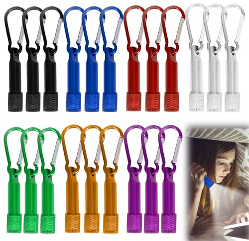 Vaileal 21 Stück Mini Taschenlampe: Farbige Aluminium Taschenlampe mit Karabiner, LED Schlüsselanhänger Taschenlampe, Tragbarer Taschenlampe Klein für Schule, Outdoor, Jagen, Rucksacktouren, Dringend