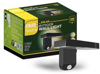CALEX Smart Outdoor Solar LED Wandleuchte, 2er Pack, integriertes LED-Modul, wasserdicht, App- & Sprachsteuerung, Schwarz