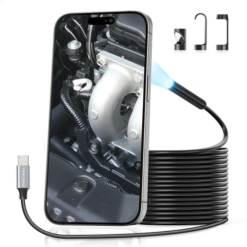 Teslong Endoskopkamera mit Licht, Endoskopkamera Kompatibel mit iPhone 15/Android, Endoskop Kamera Handy, IP67 Wasserdichtes Inspektionskamera, Type-C Rohrkamera (10M)