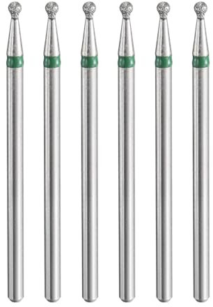 sourcing map 6pcs 100-120 Grits Diamond Grinding Bit 1.8mm Ball Head 2.35mm Shank 1.8mm Length Stone Sanding Drill Bits Rotary Tool for Ceramic Glass Nails Grinding Polishing