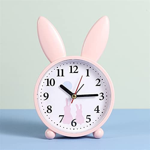 Dh2yjnbf3 Réveil Dessin animé Lapin réveil Chambre Chevet décoration Simple muet Petit réveil étudiant réveil Cadeau Réveil Analogique(Pink)