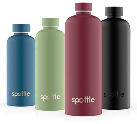 spottle Edelstahl Trinkflasche 1 L – Thermosflasche aus Metall, doppelwandig, vakuumisoliert, Kohlensäure geeignet, auslaufsicher, spülmaschinenfest