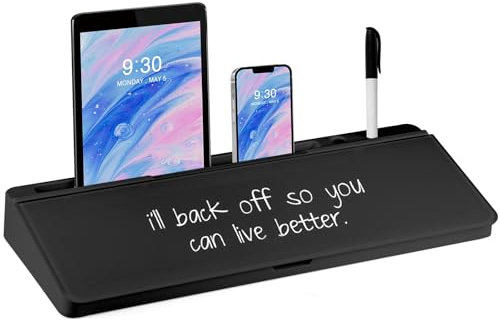 Youyijia Glass Desktop Whiteboard with Storage Organizer Dry Erase Desk Buddy with Smooth Writing Surface Keyboard Stand Memo Board for Home Office Accessories & Supplies (Black)