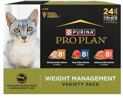 Purina Pro Plan Weight Management Wet Cat Food Variety Pack, (24) 3 oz Cans