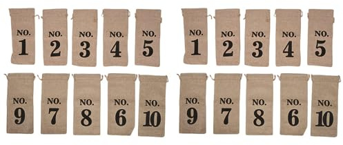 Xnuiasqe Lot de 20 à vin numérotés en toile de avec cordon de serrage pour dégustation de vin à l'aveugle 35,6 x 16,5 cm