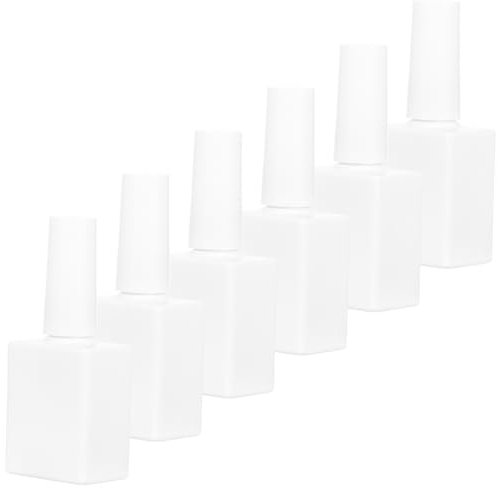 Happyyami 6pcs Empty Nail Polish Bottles Brush Glass Reusable Gel Polish Containers for Fingernail Refill at Home Salon