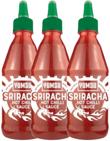 Yumsu Sriracha Hot Chilli Sauce 490g Authentic Thai-Style Garlic Chilli Sauce, Spicy & Bold, Perfect for Dipping, Stir-Fries, and Marinades Assorted Packs (Pack of 3)
