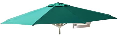 TRGCJGH Wandschirm, Ampelschirm, Gartenschirm Terrassenschirm, Sonnenschirm mit Wand Halterung, für Balkon und Terrasse, 280 g/m²(Size:2.5m(8.2ft),Color:Dark Green)