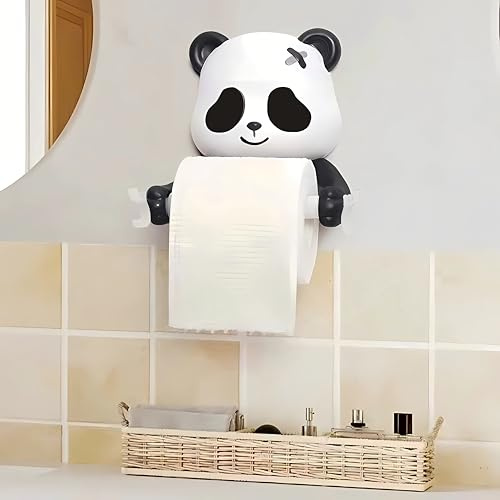 Cute Toilet Paper Holder Wall Mount, Funny Animals Toilet Paper Roll Holder, Toilet Paper Roll Dispenser for Kitchen Bathroom (New Panda)