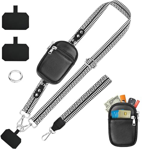 KTUEOV Handyband zum Umhangen, Handykette Universal mit Tasche Verstellbarer Handyschnur zum Umhangen Handy Kette Handgelenk mit 2 Karabiner fur alle Smartphone-Modelle