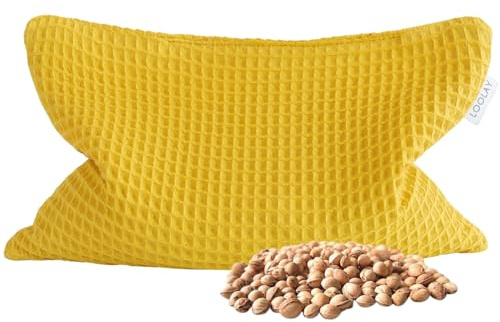 LOOLAY Kirschkernkissen Mikrowelle 20x30 cm – Wärmekissen Waffelpique Baumwolle – Kirschkern Kissen Ideal bei Muskelverspannungen oder Menstruationsbeschwerden (grau)