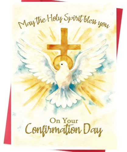 Soupklop Confirmation Card – Confirmation Gifts for Boys and Girls, Holy Spirit Religious Keepsake for Teen Boys and Teen Girls