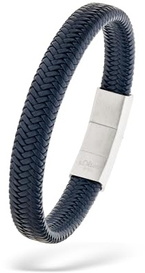 s.Oliver Herren Schmuck – Armband aus Leder mit Edelstahldetails – Klassisch, Zeitlos und Maskulin – Perfekte Geschenkidee