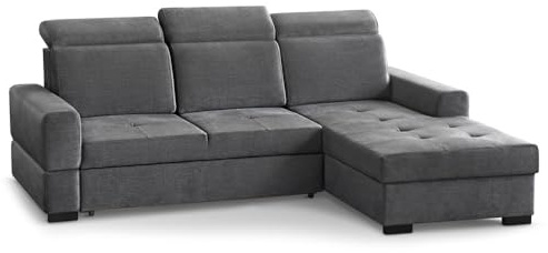 MW EURO-MEBLE Ecksofa Axel MINI - Wohnlandschaft, Polstersofa, Polstercouch (Rechte Seite - Grau Voss 15)