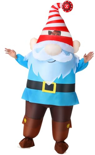 Poptrend Aufblasbares Kostüme Zwergen Kostüm für Erwachsene Kinder, Weihnachtszwerg Zwerg Aufblaskostüm für Halloween, Damen, Herren, Cosplay Party (Erwachsener)