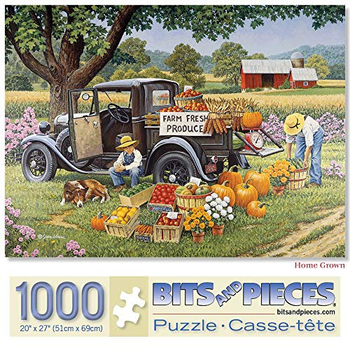 Bits and Pieces Puzzle - Motiv: Home Grown - 1000 Teile - Vater und Sohn Ernte aus ihrem Oldtimer Pick-up