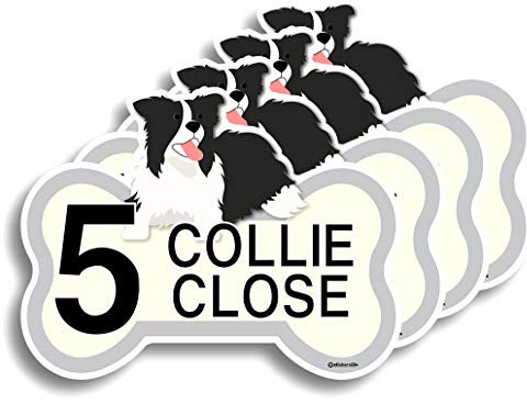 Collie Dog - Personalised Wheelie Bin Sticker/Vinyl Labels with House Number & Street Name - Size A5 [4 Pack]