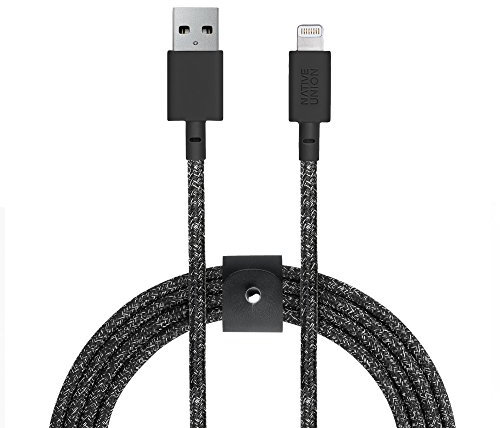 Native Union BELT XL Cavo - Cavo di Caricamento Ultra-Resistente Rinforzato da 3 Metres (Certificato MFi) Lightning a USB con Cinghia in Pelle (Cosmos)