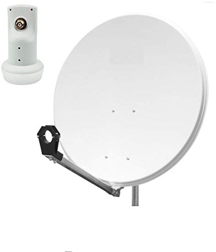 Parabole Satellite Aluminium Blanche 80cm idéal Astra EUTELSAT + LNB 0.1 DB Single