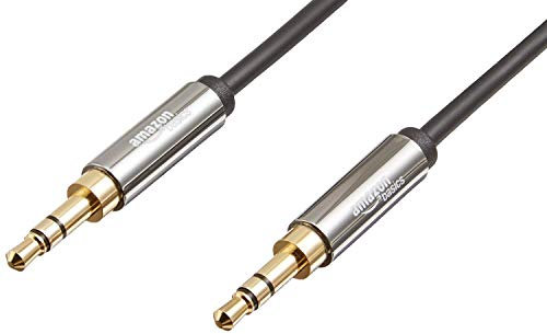 Amazon Basics Auxiliar Cable de audio estéreo 3,5 mm conector macho de, 1.2 m, Paquete de 2, Negro