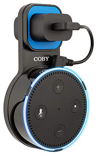 Coby Speaker Wall Mount for 2nd Generation Dot Voice Assistants | Smart Home Speaker Mount Hanger Stand for Bedroom, Kitchen, Office, Bathroom ● Snug-Fit Holder Hides Messy Cables (Black)